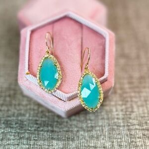 RACHEL Rachel Roy Aqua Pavé Halo Teardrop Earrings